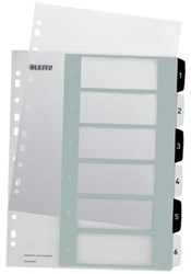 Leitz WOW printbare index, 6 tabs, zwart-wit
