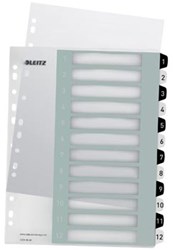 Leitz WOW printbare index, 12 tabs, zwart-wit