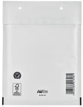 Luchtkussenenveloppen 150 x 215 mm met stripsluiting wit doos van 100 stuks