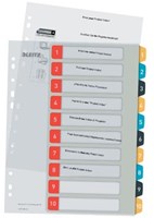 Leitz Cosy tabbladen A4 set 1-10 PP geassorteerde kleuren 11-gaatsperforatie