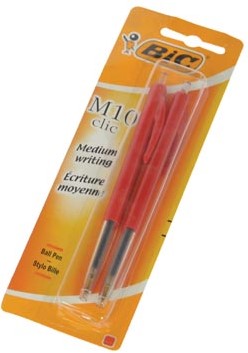 Bic balpen M10 Clic op blister medium punt rood