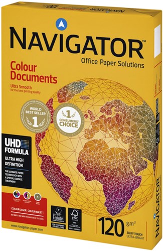 Kopieerpapier Navigator Colour Documents A3 120 gram wit 500 vel 4 stuks