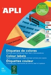 Apli Gekleurde etiketten 105 x 37 mm blauw 1.600 stuks 16 per blad doos van 100 blad
