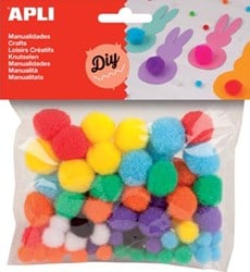 Apli gekleurde pompons pak van 78 stuks