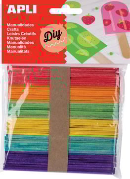Apli gekleurde houten sticks pak van 50 stuks