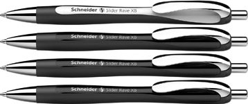 Schneider balpen Slider Rave, extra breed, blauwe inkt, zwart, doos van 3 + 1 gratis