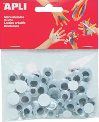 Apli bewegende ogen rond zwart 100 stuks