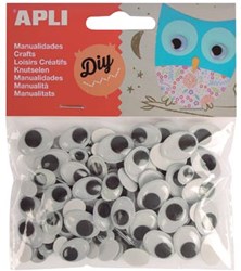 Apli bewegende ogen ovaal zwart 100 stuks