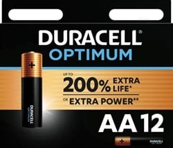 AA batterij Duracell Optimum blister van 12 stuks