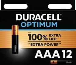 AAA batterij Duracell Optimum blister van 12 stuks
