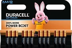 AAA batterij Duracell Optimum blister van 12 stuks