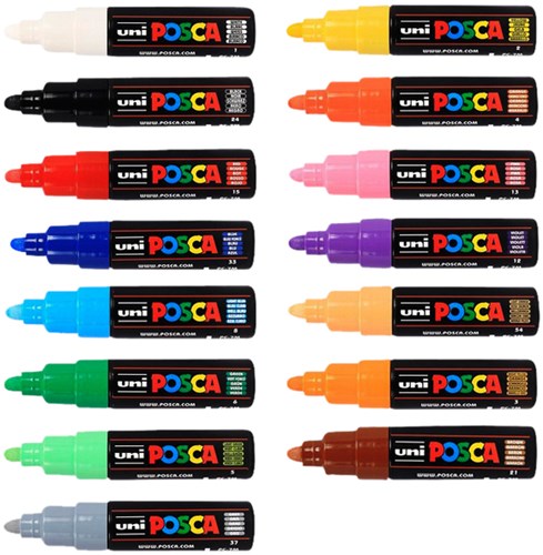 Verfstift Posca PC7M lichtgroen 6 stuks-2