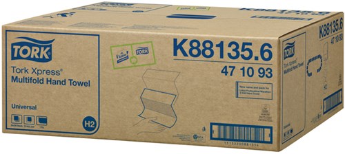 Handdoek Tork Xpress H2 multifold universal vouwhanddoeken 1 laags wit 471093-2