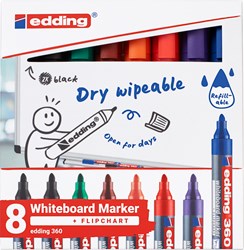 Whiteboardstift Edding 361 rond 1mm set à 8 kleuren assorti