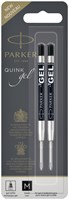 Gelschrijvervulling Parker Quink medium zwart blister à 2 stuks