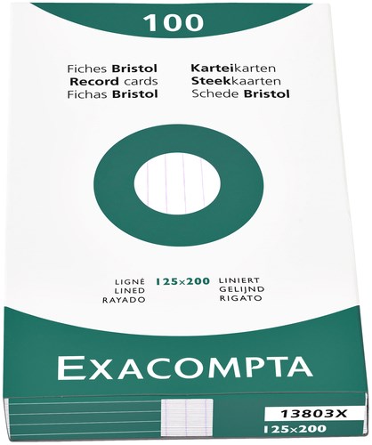 Systeemkaart Exacompta 125x200mm lijn wit 100 stuks