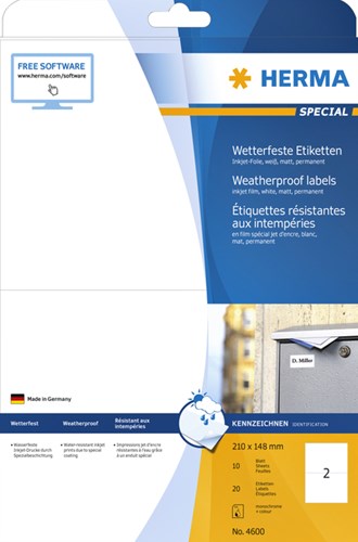 Etiket HERMA 4600 210x148mm folie wit 20stuks-3