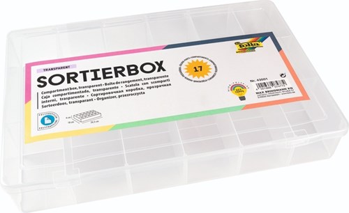 Plastic opbergdoos met vakjes Folia 17 vakken 18x265x4cm transparant