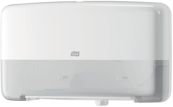 Tork T4 Twin Toiletpapierdispenser - Wit, Afsluitbaar Met Kijkvenster