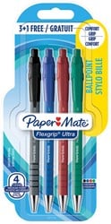 Balpen PaperMate Flexgrip M assorti Ultra blister 3+1 gratis