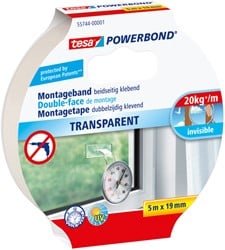 Montagetape tesa® Powerbond dubbelzijdig 5mx19mm transparant