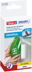 Klittenband tesa® On & Off 1mx20mm zelfklevend wit
