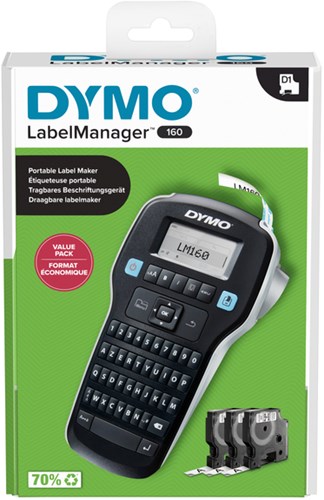 Labelmaker Dymo LabelManager 160 Azerty Qwerty 1 stuk zwart
