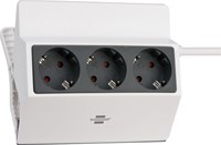 Stekkerdoos Brennenstuhl bureau klembaar 3 voudig 3 meter grijs/wit