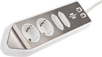 Stekkerdoos Brennenstuhl bureau Estilo 4 voudig inclusief 2 USB 2 meter wit/zilver-3