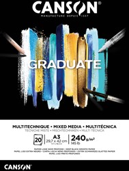 Tekenblok Canson Graduate Mixed Media black paper A3 20vel 240gr