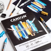 Tekenblok Canson Graduate Mixed Media black paper A3 20vel 240gr-2
