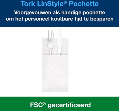 Pochette Tork Linstyle Premium 1-laags 390x390mm wit 509600-2