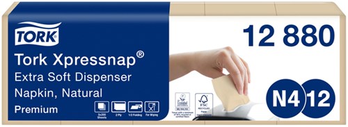 Servet Tork N4 Xpressnap Premium 1/2 vouw 2-laags 213x165mm 1000 vel naturel 12880