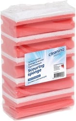 Schuurspons Cleaninq met greep 140x70x42mm rood/wit 5 stuks