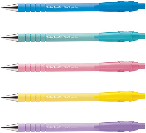 Pastelkleurige pennenset Papermate Flexgrip balpen schrijfkleur blauw-2