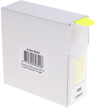 Rillprint ronde etiketten, diameter 25 mm, rol van 500 stuks, fluo geel-2