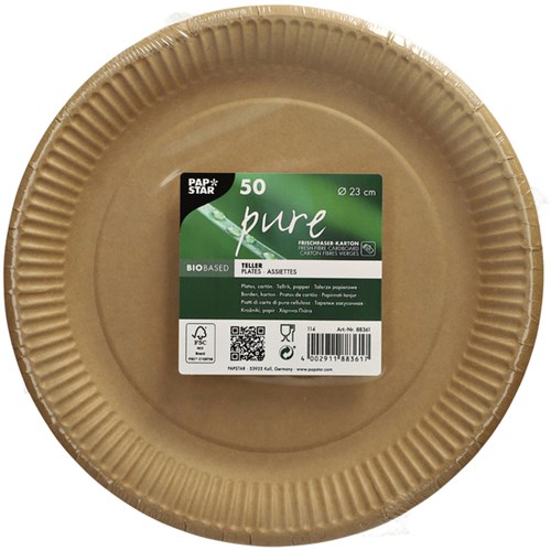 Bord "pure", rond, bruin, diameter 23 cm, uit karton, pak van 50 stuks-3