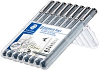 Fineliner Staedtler Pigment 308 zwart 8 stuks-2