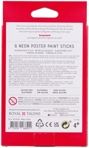 Plakkaatverf sticks Bruynzeel Neon 6 kleuren-3