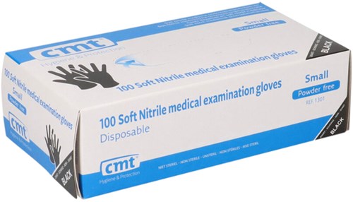 Handschoen CMT maat S soft nitril zwart