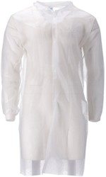 Bezoekersjas CMT XXL non-woven drukknopen 104cm lang PP wit