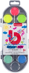 Waterverf Bruynzeel inclusief penseel set á 12 metallic- en neonkleuren