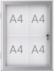 Buiten- binnenvitrine wand MAULexcite whiteboard 4xA4 met slot