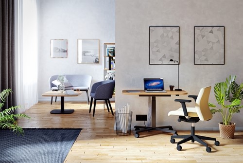 Elektrisch zit sta bureau klein met wieltjes zwart-3