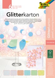 Glitterkarton Folia 174x245mm 6 vel pastel assorti