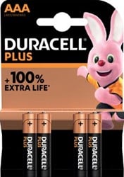 AAA batterij Duracell Plus 100% blister van 4 stuks
