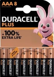 AAA batterij Duracell Plus 100% blister van 8 stuks