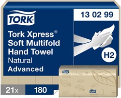 Handdoek Tork Xpress Soft Multifold Advanced H2 213x240mm 180 vel Natural 130299