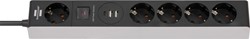 Stekkerdoos Brennenstuhl 5-voudig 1+2 USB 15m C Power Delivery grijs/zwart