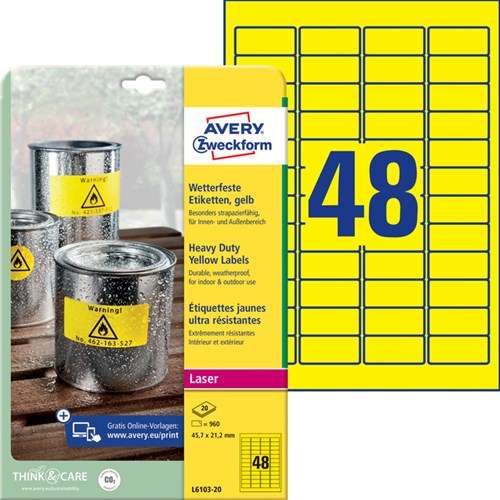 Avery Etiketten Heavy Duty 45.7 x 21.2mm geel-3